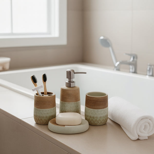 Porcelain Bathroom Accessories 4-Piece Set – Elegant Modern