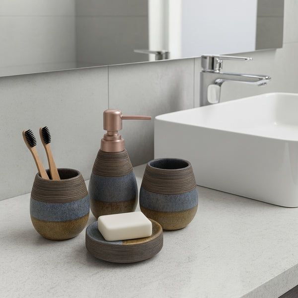 Porcelain Bathroom Accessories 4-Piece Set –Premium Rustic Modern