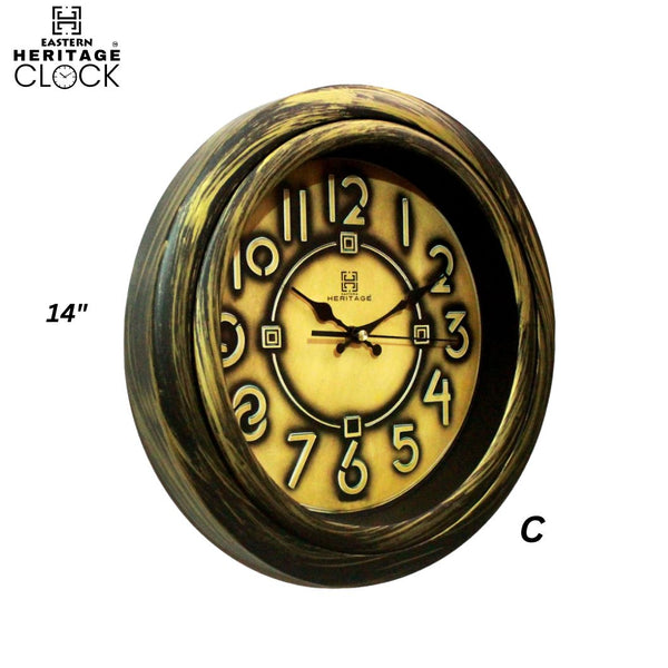 Eastern Heritage OREO-1 Wall Clock – 14 Inch Vintage Style Decorative Clock (Multiple Designs Available)