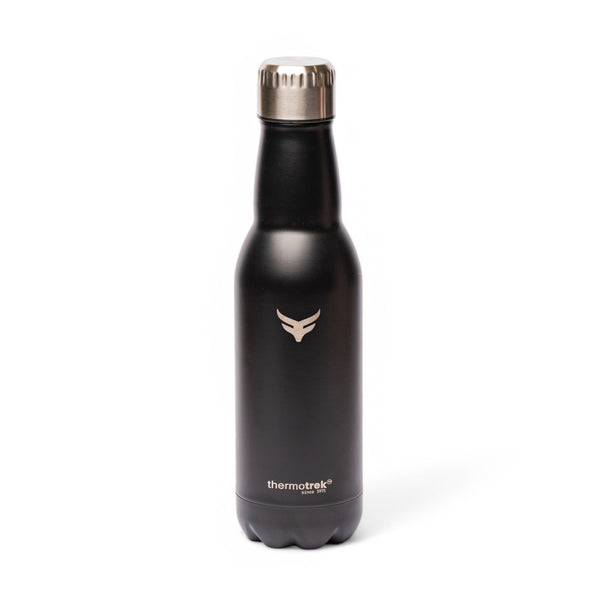 Thermotrek Stainless Steel Insulated Water Bottle with Screw-On Cap - 16.9 oz (500ml), Black