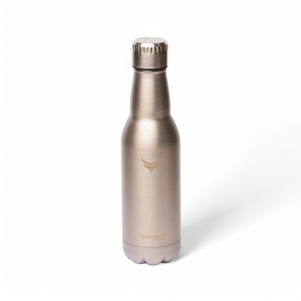 Thermotrek Stainless Steel Insulated Water Bottle with Screw-On Cap - 16.9 oz (500ml), Brushed Stainless Steel
