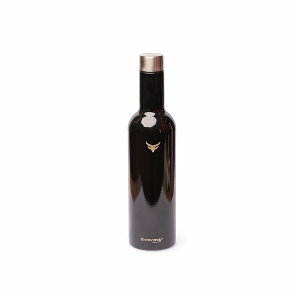 Thermotrek Stainless Steel Insulated Water Bottle with Screw-On Cap - 25.4 oz (750ml), Glossy Black