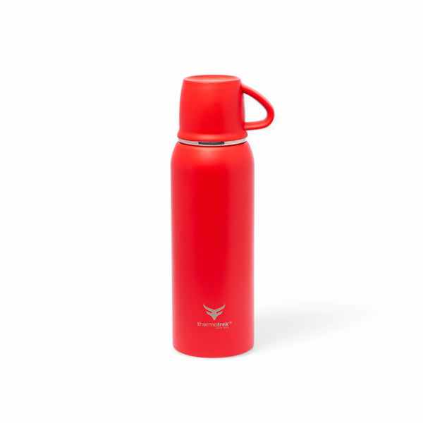 Stainless Steel Insulated Water Bottle with Screw-On Cap - 27 oz (800ml), Red