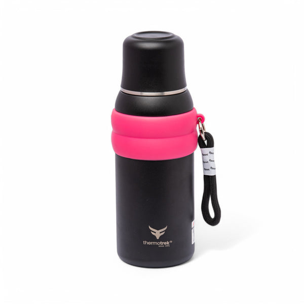 Stainless Steel Insulated Water Bottle with Screw-On Cap - 27 oz (800ml), Black/Pink
