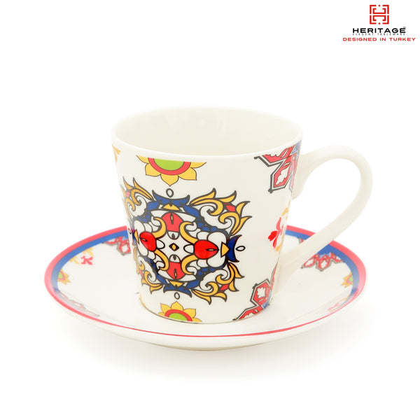 Heritage Web – Set Of 6 Cups And Saucers