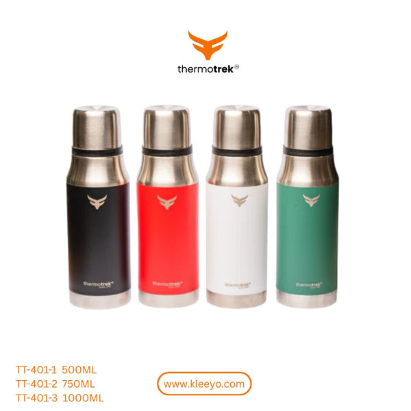 ThermoTrek Stainless Steel Insulated Water Bottle with Screw-On Cap – 500ml / 750ml / 1000ml